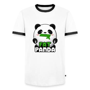 Fat Panda mit Bambus - Pandabär Cute Kawaii ^_^ - Männer Kontrast-T-Shirt - Weiß/Schwarz - Vorne - AI Model Female 172 light (172cm) & AI Model Male 178 dark (178cm)