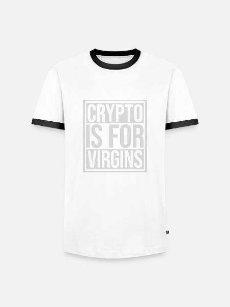 crypto is for virgins - Men's Ringer Shirt - white/black