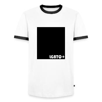 LGBTQ+ - Männer Kontrast-T-Shirt - Weiß/Schwarz - Vorne - AI Model Female 172 light (172cm) & AI Model Male 178 dark (178cm)