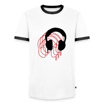 Headphones - Men's Ringer Shirt - white/black - Front - AI Model Female 172 light (172cm) & AI Model Male 178 dark (178cm)