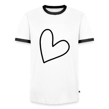 Schlichtes Herz Symbol - Männer Kontrast-T-Shirt - Weiß/Schwarz - Vorne - AI Model Female 172 light (172cm) & AI Model Male 178 dark (178cm)