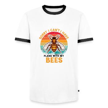 Beekeeper - Men's Ringer Shirt - white/black - Front - AI Model Female 172 light (172cm) & AI Model Male 178 dark (178cm)