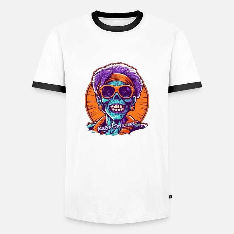 Keep Smiling - the Mummy - Männer Kontrast-T-Shirt - Weiß/Schwarz