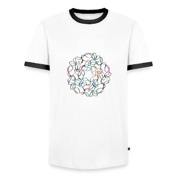 abstrakte Blume - Männer Kontrast-T-Shirt - Weiß/Schwarz - Vorne - AI Model Female 172 light (172cm) & AI Model Male 178 dark (178cm)