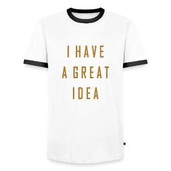 I have a great idea - Men's Ringer Shirt - white/black - Front - AI Model Female 172 light (172cm) & AI Model Male 178 dark (178cm)