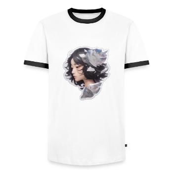 Le chéri de la nature - T-shirt contrasté Homme - blanc/noir - Devant - AI Model Female 172 light (172cm) & AI Model Male 178 dark (178cm)