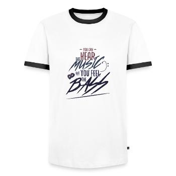 Musiker einzigartige Bassgitarren-Phrase - Männer Kontrast-T-Shirt - Weiß/Schwarz - Vorne - AI Model Female 172 light (172cm) & AI Model Male 178 dark (178cm)