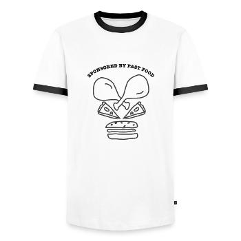 Skull SponsoredByFastFood - Men's Ringer Shirt - white/black - Front - AI Model Female 172 light (172cm) & AI Model Male 178 dark (178cm)