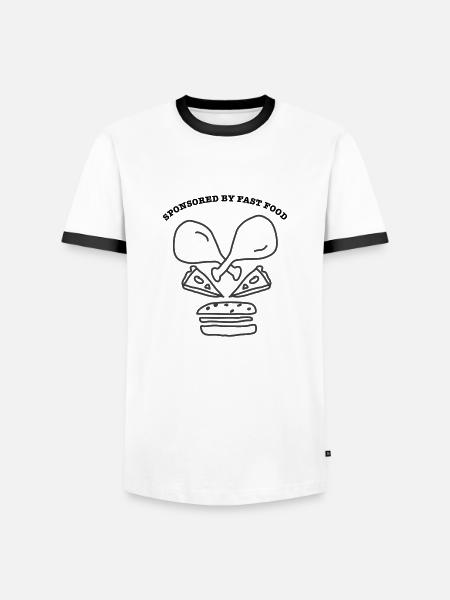 Skull SponsoredByFastFood - Men's Ringer Shirt - white/black