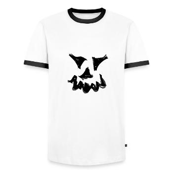 Gesicht,comic,halloween, Monster - Männer Kontrast-T-Shirt - Weiß/Schwarz - Vorne - AI Model Female 172 light (172cm) & AI Model Male 178 dark (178cm)