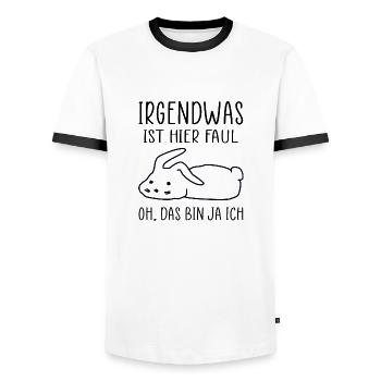 Irgendwas Ist Hier Faul Oh Das Bin Ja Ich - Männer Kontrast-T-Shirt - Weiß/Schwarz - Vorne - AI Model Female 172 light (172cm) & AI Model Male 178 dark (178cm)