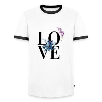 Flowers, Love, Love Design - Men's Ringer Shirt - white/black - Front - AI Model Female 172 light (172cm) & AI Model Male 178 dark (178cm)