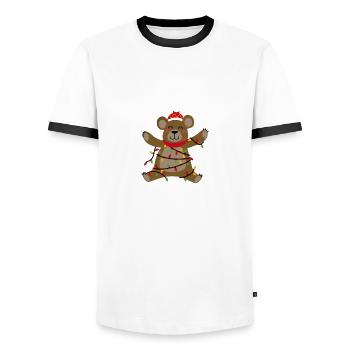 Ist das lustig genug lustige Bär Weihnachtslicht - Männer Kontrast-T-Shirt - Weiß/Schwarz - Vorne - AI Model Female 172 light (172cm) & AI Model Male 178 dark (178cm)
