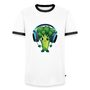 Bubatz - DJ - Musik - Legalize it - Brokkoli - Männer Kontrast-T-Shirt - Weiß/Schwarz - Vorne - AI Model Female 172 light (172cm) & AI Model Male 178 dark (178cm)