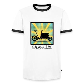 Popartstyle Cargo Bike, Cargo Bike - Men's Ringer Shirt - white/black - Front - AI Model Female 172 light (172cm) & AI Model Male 178 dark (178cm)