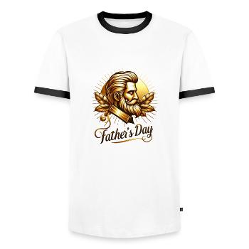 father's day - Men's Ringer Shirt - white/black - Front - AI Model Female 172 light (172cm) & AI Model Male 178 dark (178cm)