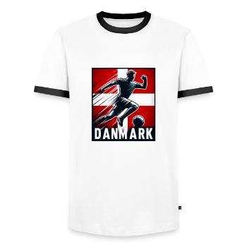 Football Denmark - Danish football player - Men's Ringer Shirt - white/black - Front - AI Model Female 172 light (172cm) & AI Model Male 178 dark (178cm)