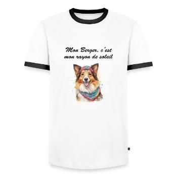 Berger rayon de soleil - T-shirt contrasté Homme - blanc/noir - Devant - AI Model Female 172 light (172cm) & AI Model Male 178 dark (178cm)