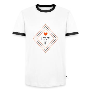 Love it! - Raute und Herz in 2 Farben - Männer Kontrast-T-Shirt - Weiß/Schwarz - Vorne - AI Model Female 172 light (172cm) & AI Model Male 178 dark (178cm)