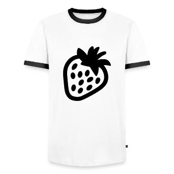 Erdbeere - Männer Kontrast-T-Shirt - Weiß/Schwarz - Vorne - AI Model Female 172 light (172cm) & AI Model Male 178 dark (178cm)
