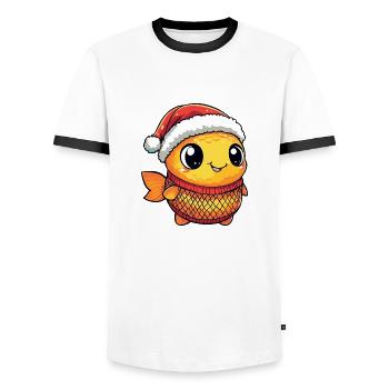 Noël du poisson rouge - T-shirt contrasté Homme - blanc/noir - Devant - AI Model Female 172 light (172cm) & AI Model Male 178 dark (178cm)