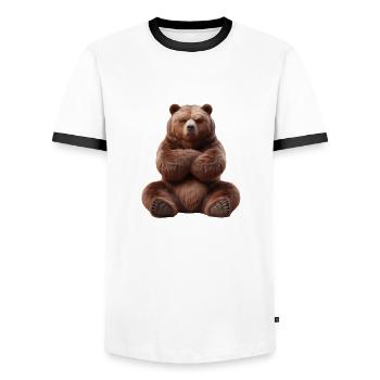 Bear grim 3 - Men's Ringer Shirt - white/black - Front - AI Model Female 172 light (172cm) & AI Model Male 178 dark (178cm)