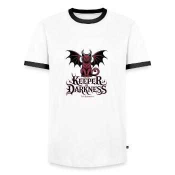 Keeper of Darkness - Männer Kontrast-T-Shirt - Weiß/Schwarz - Vorne - AI Model Female 172 light (172cm) & AI Model Male 178 dark (178cm)