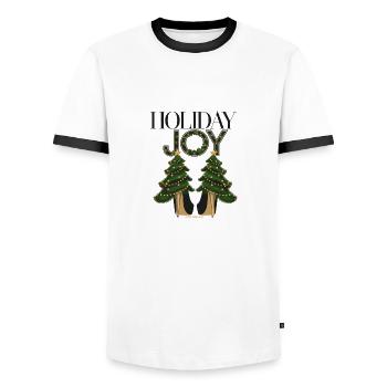 Weihnachtsbäume auf High Heels - Männer Kontrast-T-Shirt - Weiß/Schwarz - Vorne - AI Model Female 172 light (172cm) & AI Model Male 178 dark (178cm)