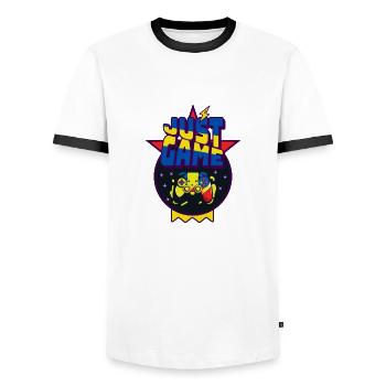Just Game Controller Jeu Vidéo Cadeau Gamer - T-shirt contrasté Homme - blanc/noir - Devant - AI Model Female 172 light (172cm) & AI Model Male 178 dark (178cm)