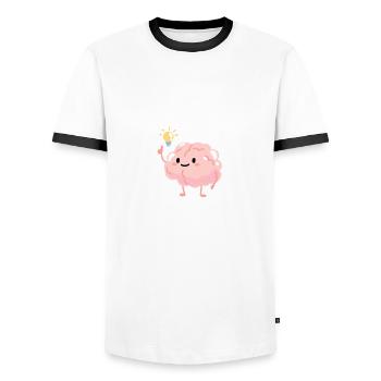 Dummer Spruch Dumm gelaufen, wie immer Gehirn - Männer Kontrast-T-Shirt - Weiß/Schwarz - Vorne - AI Model Female 172 light (172cm) & AI Model Male 178 dark (178cm)