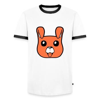 Visage de chien Petit chiot heureux Animal de compagnie - T-shirt contrasté Homme - blanc/noir - Devant - AI Model Female 172 light (172cm) & AI Model Male 178 dark (178cm)