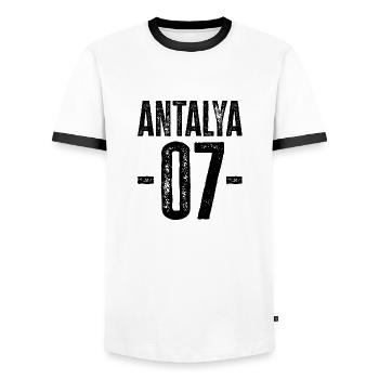 Antalya 07 – Proud of the Turkish Riviera - Men's Ringer Shirt - white/black - Front - AI Model Female 172 light (172cm) & AI Model Male 178 dark (178cm)