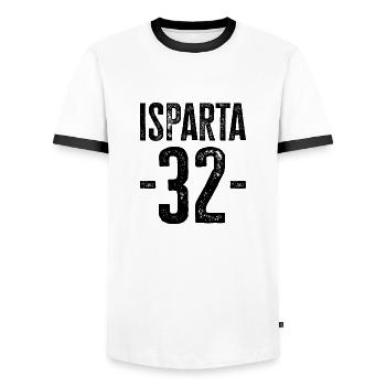 Stolze Türken aus Isparta – Zahl 32 - Männer Kontrast-T-Shirt - Weiß/Schwarz - Vorne - AI Model Female 172 light (172cm) & AI Model Male 178 dark (178cm)