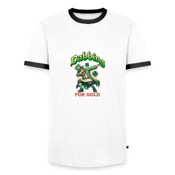 Dabbing for Gold: The Quest for Riches - Männer Kontrast-T-Shirt - Weiß/Schwarz - Vorne - AI Model Female 172 light (172cm) & AI Model Male 178 dark (178cm)
