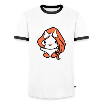 Bird Lady Woman Female Pretty Face Bow - Men's Ringer Shirt - white/black - Front - AI Model Female 172 light (172cm) & AI Model Male 178 dark (178cm)