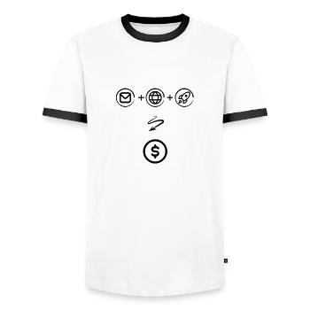 Entdecke die geheime Erfolgsformel... oder so ähnl - Männer Kontrast-T-Shirt - Weiß/Schwarz - Vorne - AI Model Female 172 light (172cm) & AI Model Male 178 dark (178cm)