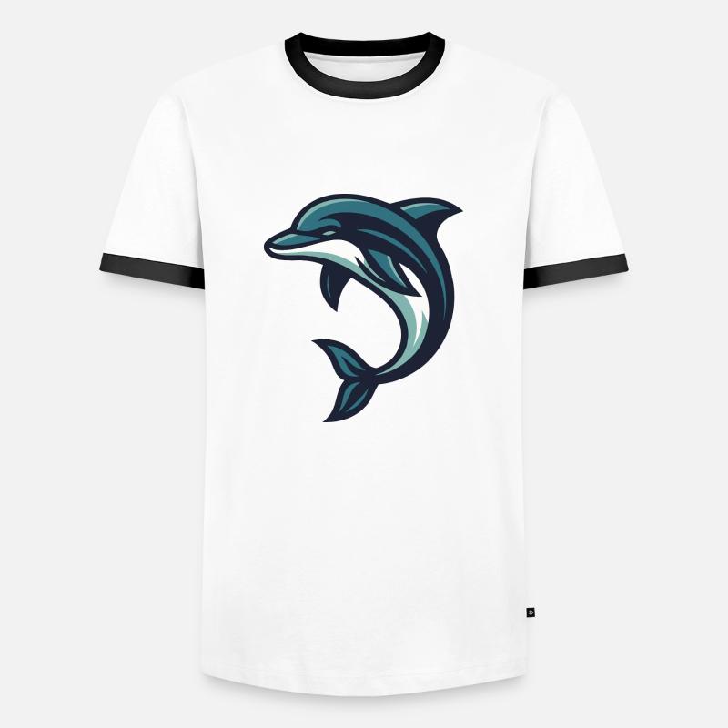 Dolphin jumping wave - Men's Ringer Shirt - white/black