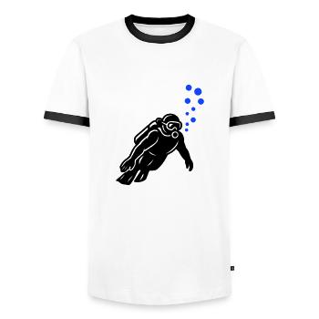 Taucher Silhouette - Männer Kontrast-T-Shirt - Weiß/Schwarz - Vorne - AI Model Female 172 light (172cm) & AI Model Male 178 dark (178cm)