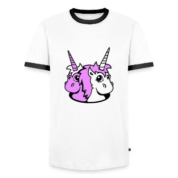 2 Unicorn Girl Team Cute Bottom Hole Friends - Men's Ringer Shirt - white/black - Front - AI Model Female 172 light (172cm) & AI Model Male 178 dark (178cm)