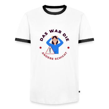 Firma Streit - Männer Kontrast-T-Shirt - Weiß/Schwarz - Vorne - AI Model Female 172 light (172cm) & AI Model Male 178 dark (178cm)