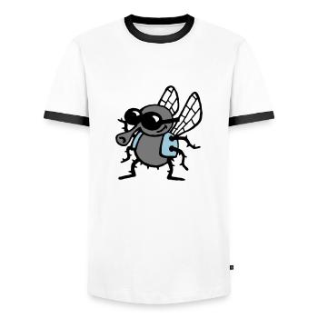 cool_fly_3c_white - Männer Kontrast-T-Shirt - Weiß/Schwarz - Vorne - AI Model Female 172 light (172cm) & AI Model Male 178 dark (178cm)