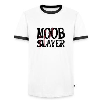 Noob Slayer Shooter - T-shirt contrasté Homme - blanc/noir - Devant - AI Model Female 172 light (172cm) & AI Model Male 178 dark (178cm)