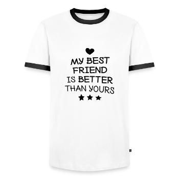 My best friend is better than yours - Men's Ringer Shirt - white/black - Front - AI Model Female 172 light (172cm) & AI Model Male 178 dark (178cm)