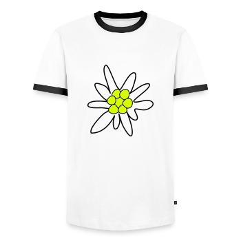 Edelweiss, fleur - T-shirt contrasté Homme - blanc/noir - Devant - AI Model Female 172 light (172cm) & AI Model Male 178 dark (178cm)