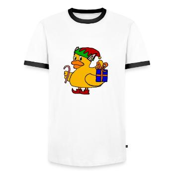 | de canard de bain elfe de Noël Noël - T-shirt contrasté Homme - blanc/noir - Devant - AI Model Female 172 light (172cm) & AI Model Male 178 dark (178cm)