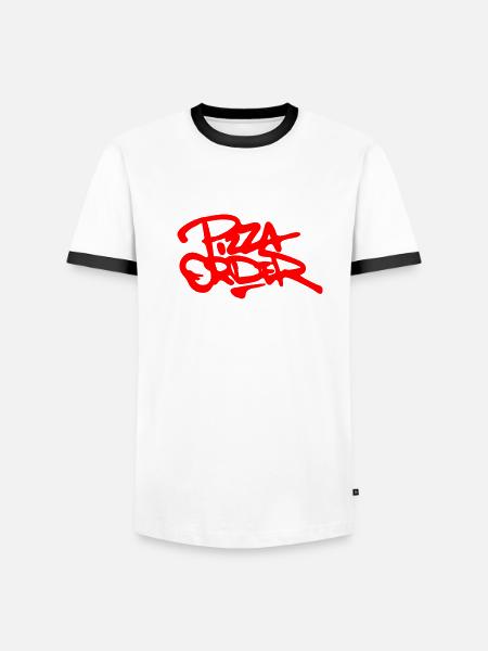 Pizza Order - Männer Kontrast-T-Shirt - Weiß/Schwarz