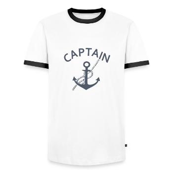 CAPITAINE DE BATEAU - T-shirt contrasté Homme - blanc/noir - Devant - AI Model Female 172 light (172cm) & AI Model Male 178 dark (178cm)
