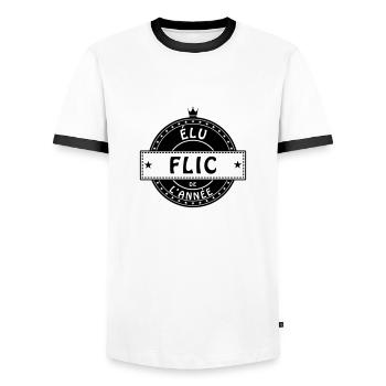 elu flic police policier - T-shirt contrasté Homme - blanc/noir - Devant - AI Model Female 172 light (172cm) & AI Model Male 178 dark (178cm)