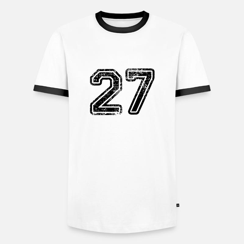 27 - Männer Kontrast-T-Shirt - Weiß/Schwarz