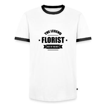 Florist / Blumenhändler / Blumengeschäft / Blume - Männer Kontrast-T-Shirt - Weiß/Schwarz - Vorne - AI Model Female 172 light (172cm) & AI Model Male 178 dark (178cm)